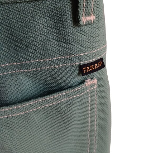 26x33 Vintage 70's Pants Farah Mens Avocado Green Polyester Bootcut Stretch Knit - Picture 4 of 7